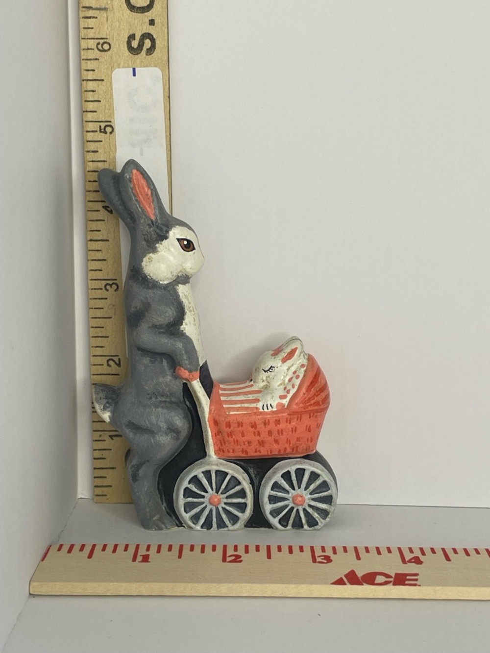 Vaillancourt Folk Art Pink Baby Carriage 9819 Chalkware Rare Vintage - Picture 16 of 16